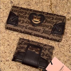 Juicy Couture Black and Tan Logo Clutch